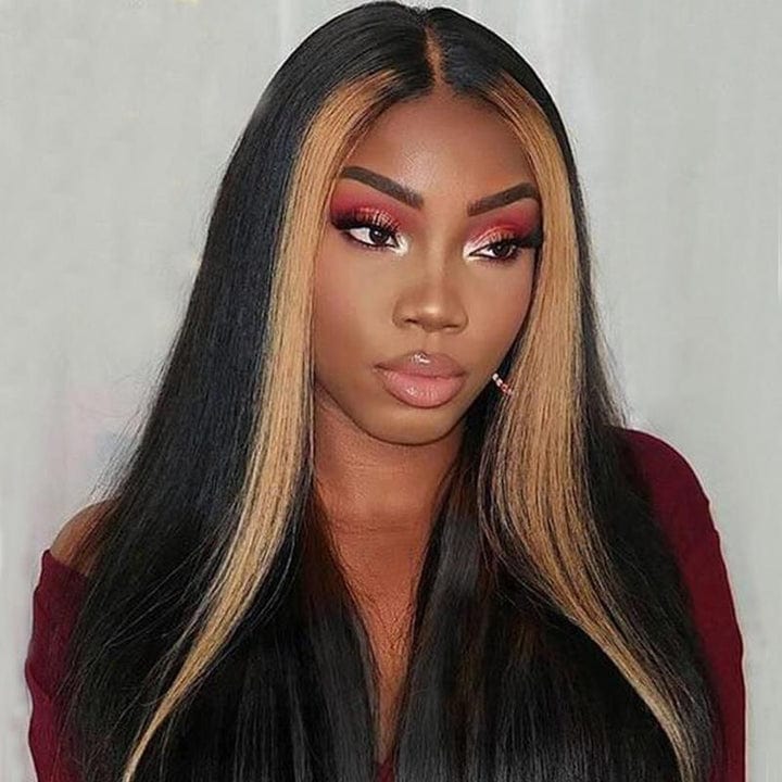 Queen Hair Inc 10A 150% Density Highlight Ombre TL27 Straight Human Hair Lace Part Wigs