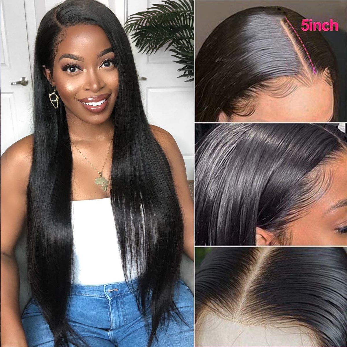 Queen Hair Inc 10A 180% Density Virgin Hair 4x4 5x5 HD Lace Closure Wigs Silky Straight Human Hair