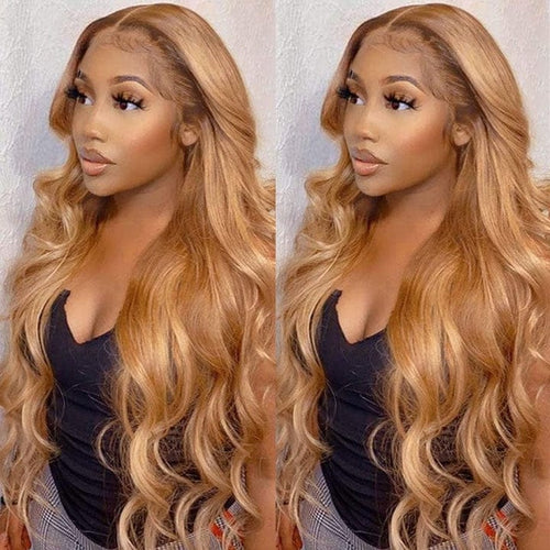 Queen Hair Inc 10A Highlight Rich Brown Color #30B Body Wave Pre Plucked Middle Lace Part Wig