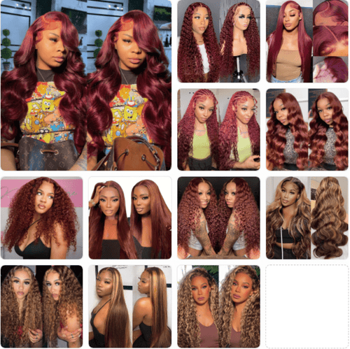 Queen Hair Inc Queenhairinc colored wig 13x4 full frontal wigs 99J Reddish Brown Piano color all available
