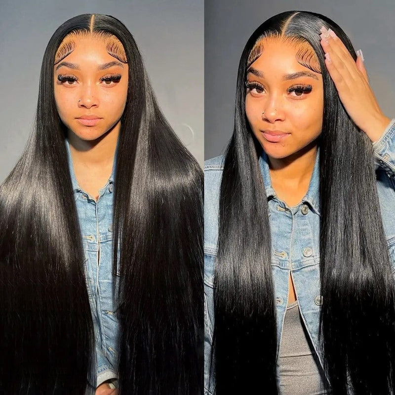 Queen Hair Inc Queenhair 13x4 Lace Frontal Wigs Human Hair Straight Wigs Lace Front Natural Color Pre Plucked 200% Density