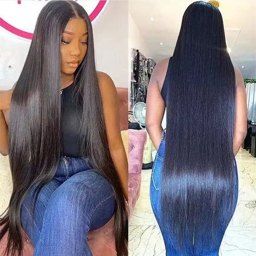 Queen Hair Inc Queenhair 40inch 13x6 Lace Frontal Wigs Human Hair Straight Wigs Lace Front Natural Color Pre Plucked 180% Density