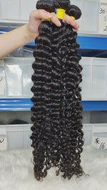 10A Human Hair Bundles Hair Weave 10-30 Inch Deep Wave Virgin Hair - #1b Color 3/4 bundles