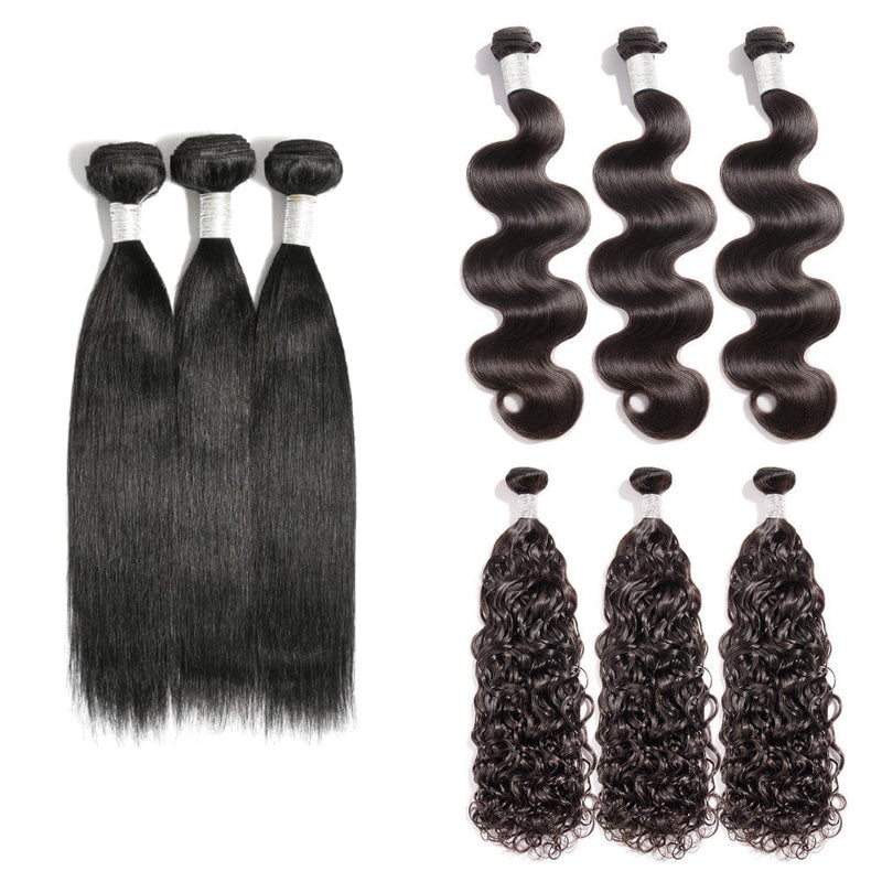 Queen Hair 9A 3 Bundles Remy Hair - 3 Texture #1b