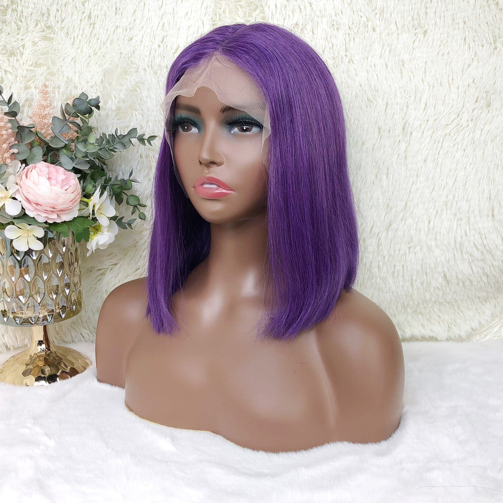 Colored Bob Wig Human Hair Wigs Purple Queen Hair Inc