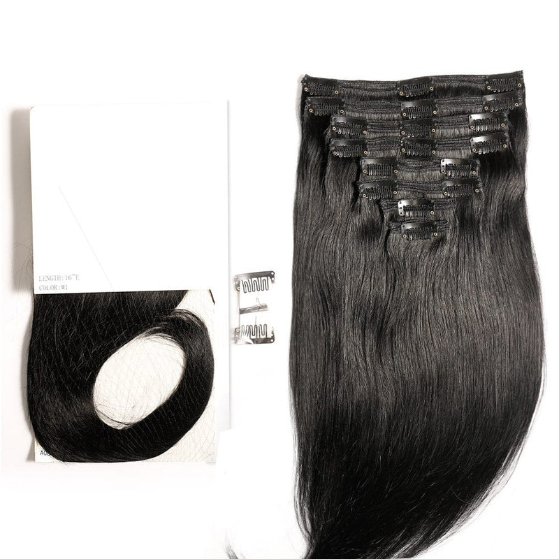 Queen Hair Inc Clip-in 120G Straight Human Hair Extensions 8 Piece Mixed Color Brown Clip ins Hair 14"-24"