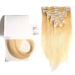 Queen Hair Inc Clip-in 120G Straight Human Hair Extensions 8 Piece Mixed Color Brown Clip ins Hair 14"-24"