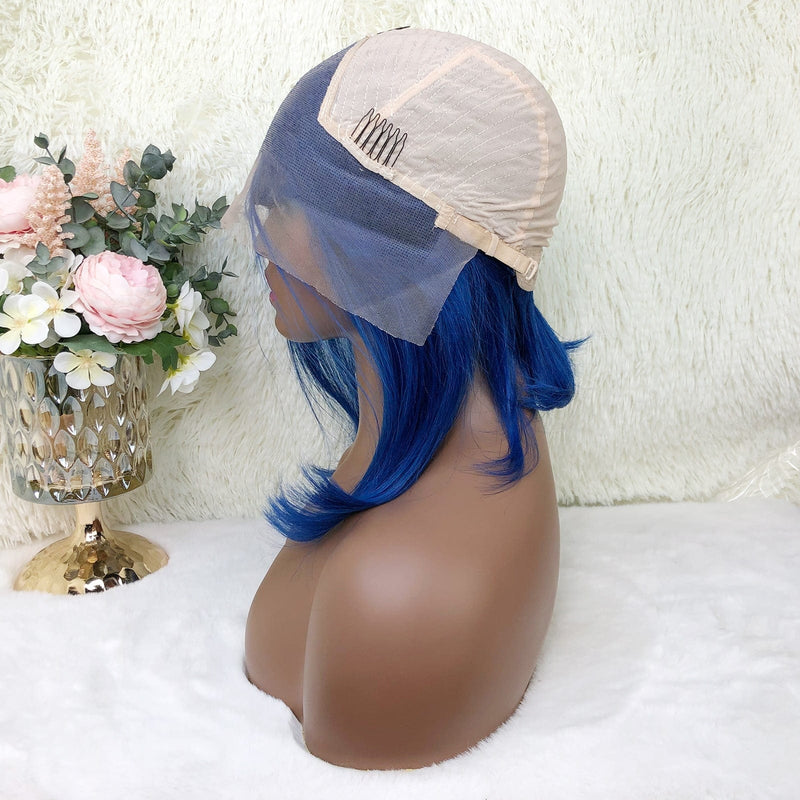 Queen Hair Inc Colored Bob Wig Human Hair Wigs Blue