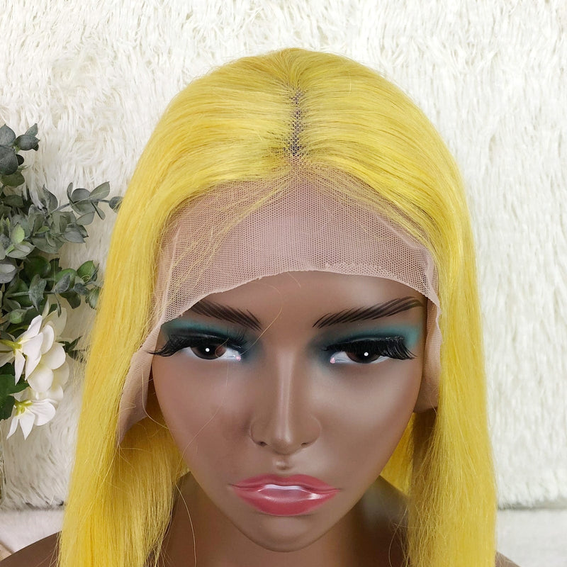 Queen Hair Inc Colored Bob Wig Human Hair Wigs Yellow