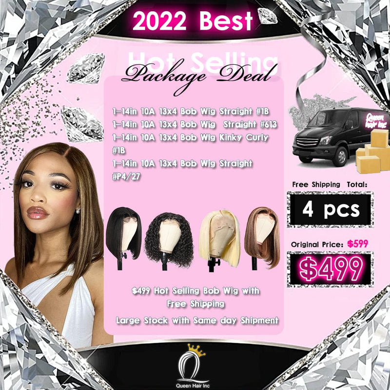 Queen Hair Inc Wholesale 4pcs Lace Frontal Bob Wigs Deal Package Deal