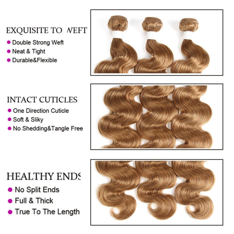 Queen Hair Inc Wholesales 10A+ 27# Honey Blonde Color Bundles Deal Body Wave
