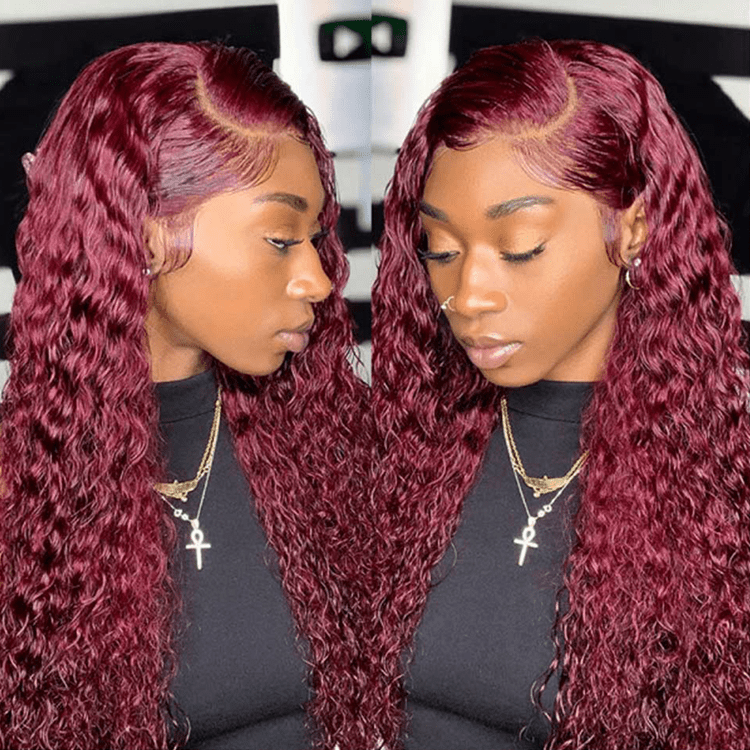 Queen Hair Inc Wholesales Burgundy Lace Front Wig 99J Human Hair Wig Body Wave 13x4 Colored Wigs 180 Density