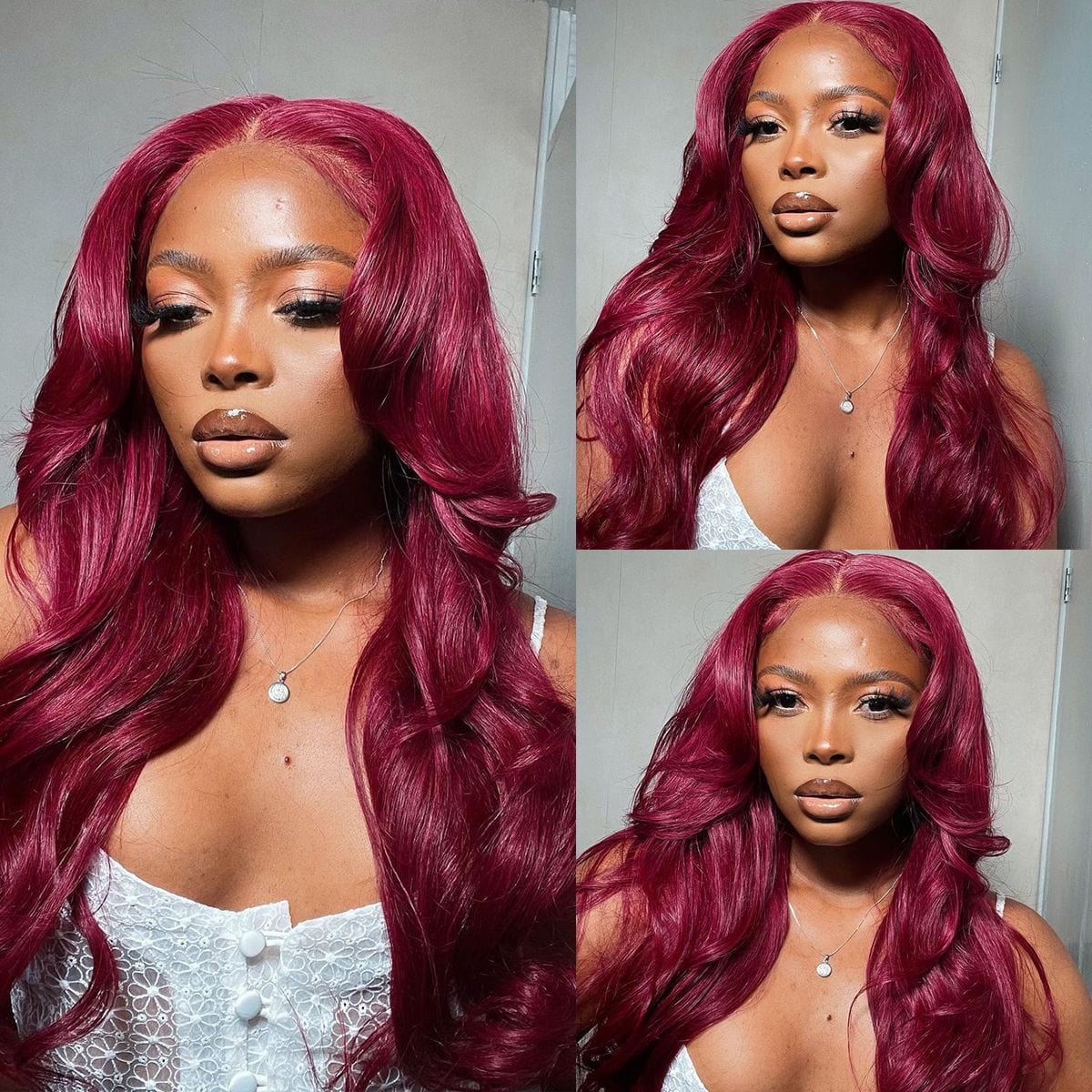 Queen Hair Inc Wholesales Burgundy Lace Front Wig 99J Human Hair Wig Deep Wave 13x4 Colored Wigs 180 Density