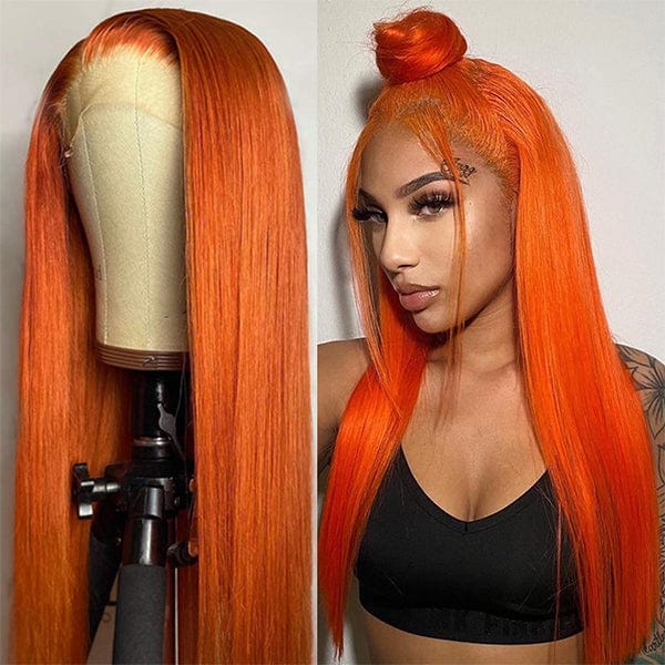 Queen Hair Inc Wholesales Ginger Lace Front Wig Orange Human Hair Wigs 350# Body Wave 180 Density