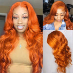 Queen Hair Inc Wholesales Ginger Lace Front Wig Orange Human Hair Wigs 350# Body Wave 180 Density