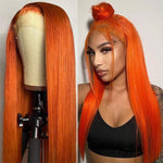 Queen Hair Inc Wholesales Ginger Lace Front Wig Orange Human Hair Wigs 350# Deep Wave 180 Density