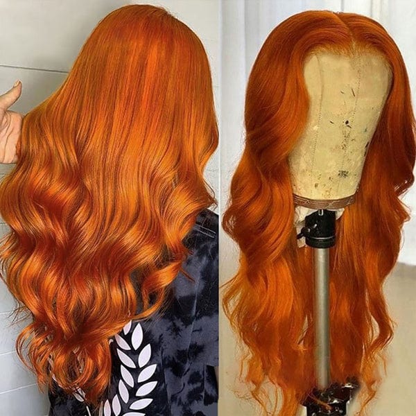 Queen Hair Inc Wholesales Ginger Lace Front Wig Orange Human Hair Wigs 350# Water Wave 180 Density