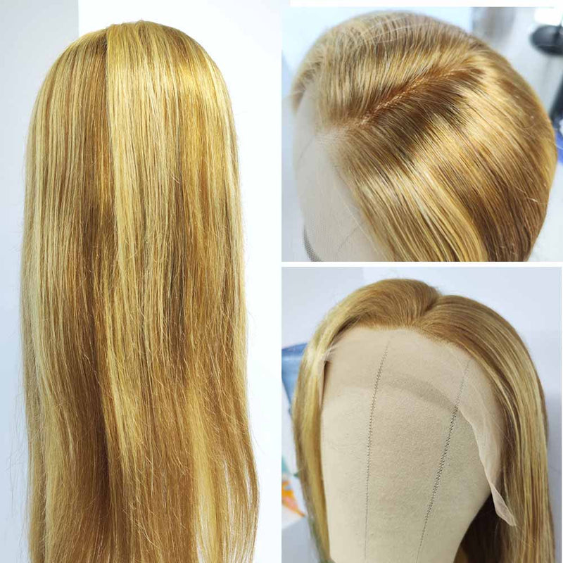 Queen Hair Inc Wholesales P30/613 Human Hair Wigs Highlight Colored Lace Front Wig Straight Body Wave 180 Density