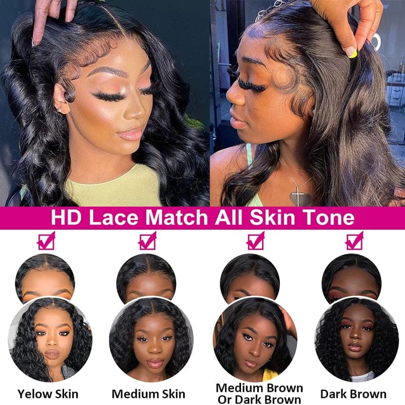 Queen Hair Inc 10a+ 200 Density Virgin Hair 13x4 Body Wave Human Hair Lace Front Wigs