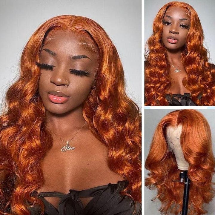Queen Hair Inc 10A Ginger Colored Wet and Wavy Body Wave 13x4 Lace Front Wig Human Hair