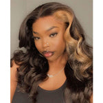 Queen Hair Inc 10A Honey Blonde Skunk Stripe Body Wave Human Hair Lace Frontal Wig