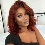 Queen Hair Inc 150% Density Reddish Brown #33 Short Bob Wig Body Wave 13x4 Lace Frontal Human Hair Bundles With Frontal Wigs