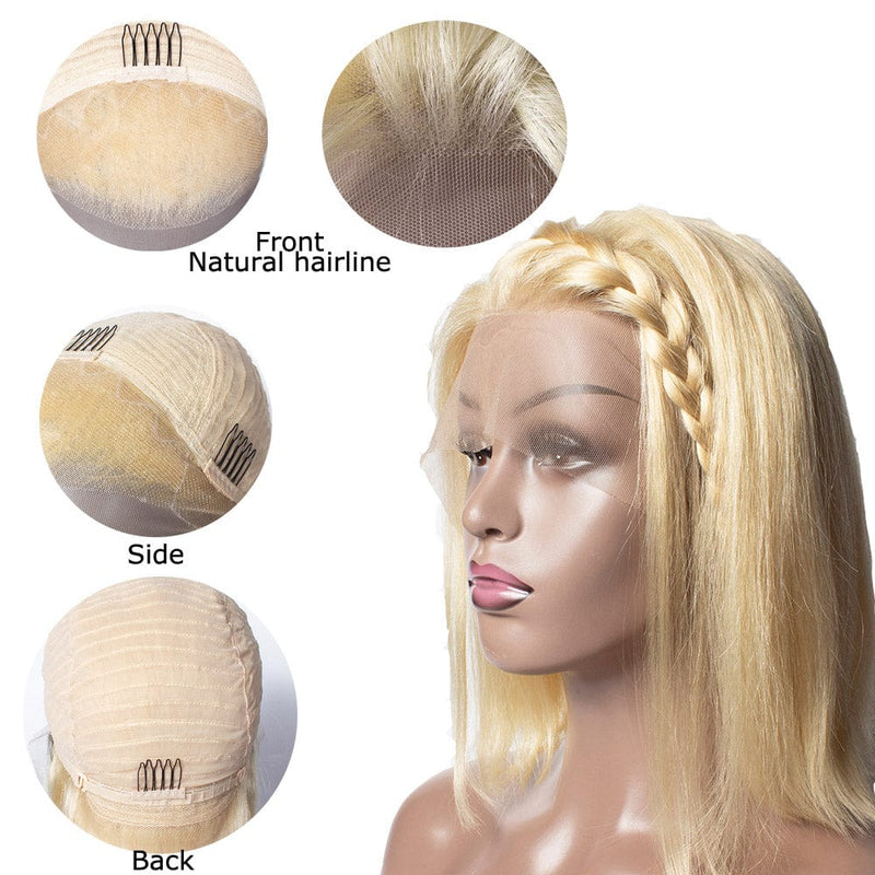 Queen Hair Inc Offline VIP 150% Bob Wig Straight #1B 613 Blonde Color P4/27