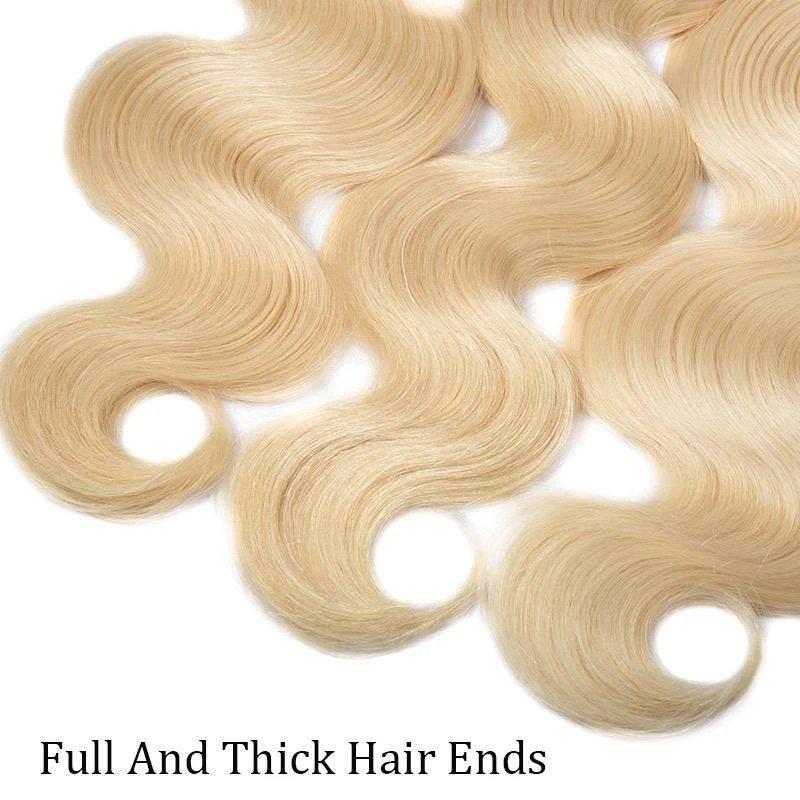 Queen Hair Inc Wholesale 10A 3/4bundles 613 Blonde Hair Weave 12-30inch Body wave Virgin Human Hair
