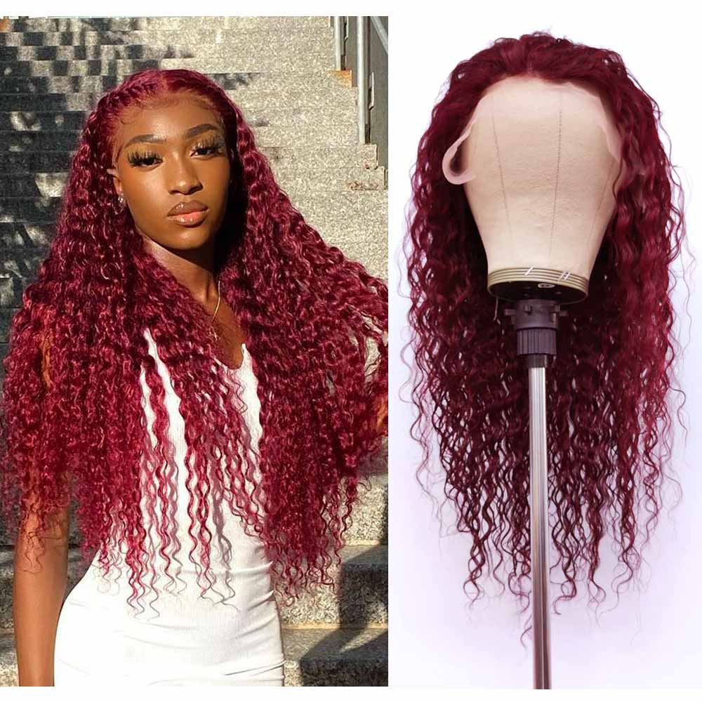 Queen Hair Inc Queenhairinc Burgundy Lace Front Wig 99J Human Hair Wig Straight 13x4 Colored Wigs 180 Density