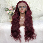 Queen Hair Inc Queenhairinc 99J Lace Front Wig Human Hair Wig Straight Body Wave Deep Wave 13x4 Colored Wigs 180 Density