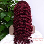 Queen Hair Inc Queenhairinc Burgundy Lace Front Wig 99J Human Hair Wig Deep Wave 13x4 Colored Wigs 180 Density