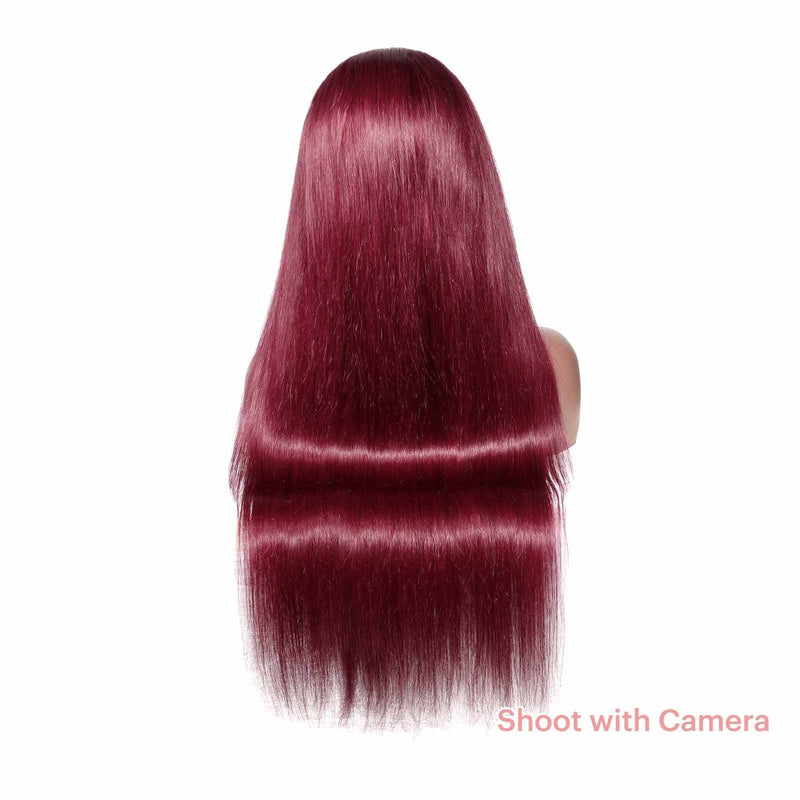 Queen Hair Inc Queenhairinc Burgundy Lace Front Wig 99J Human Hair Wig Straight 13x4 Colored Wigs 180 Density