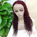 Queen Hair Inc Queenhairinc Burgundy Lace Front Wig 99J Human Hair Wig Water Wave 13x4 Colored Wigs 180 Density