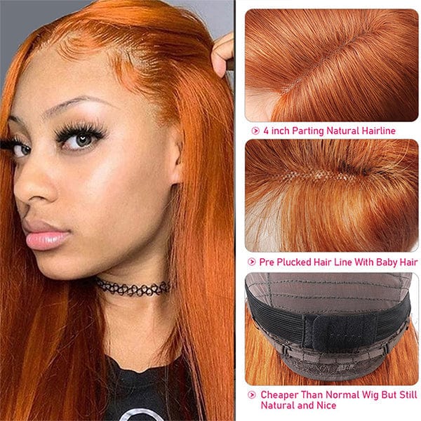 Queen Hair Inc Queenhairinc Ginger Lace Front Wig Orange Human Hair Wigs 350# Straight Body Wave Deep Wave 13x4 Colored Wigs 180 Density