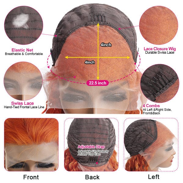Queen Hair Inc Queenhairinc Ginger Lace Front Wig Orange Human Hair Wigs 350# Water Wave 13x4 Colored Wigs 180 Density