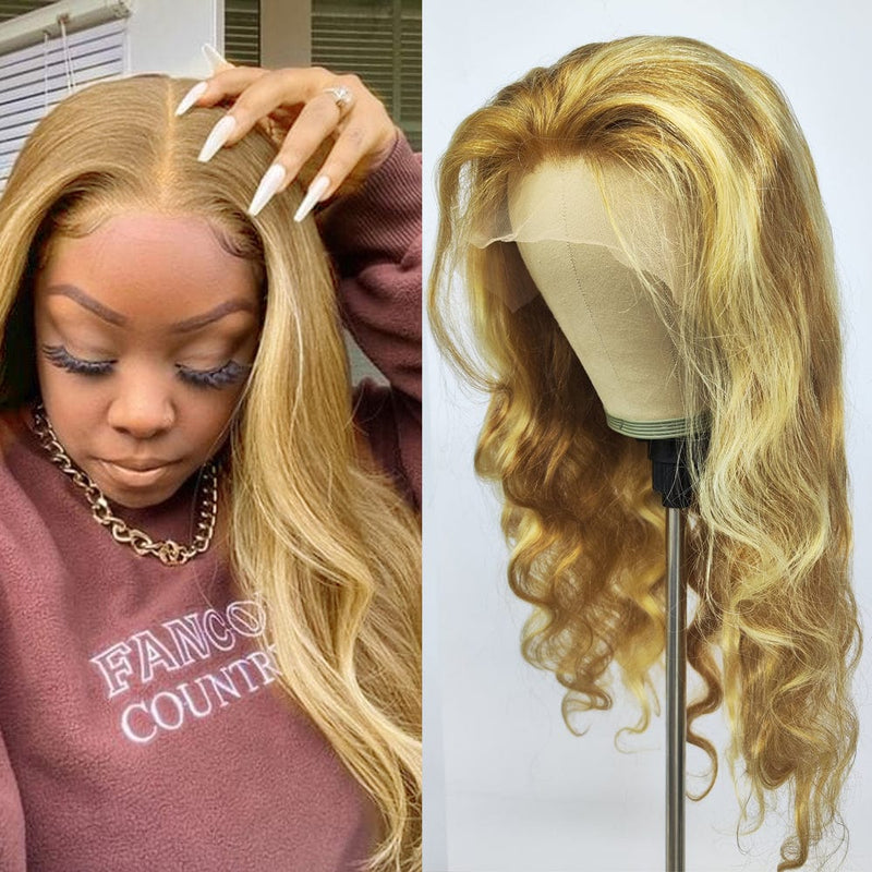Queen Hair Inc Queenhairinc P30/613 Human Hair Wigs Highlight Colored Lace Front Wig Straight Body Wave 180 Density