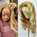 Queen Hair Inc Queenhairinc P30/613 Human Hair Wigs Highlight Colored Lace Front Wig Straight Body Wave 180 Density