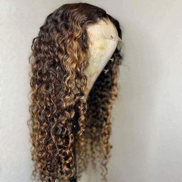 Queen Hair Inc Queenhairinc P4/27 Human Hair Wigs Honey Blonde Highlight Colored Lace Front Wig All Texture Deep Wave 180 Density