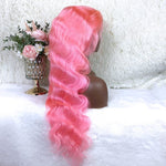 Queen Hair Inc Queenhairinc Pink Human Hair Wigs Pink Colored Lace Front Wig Body Wave 180 Density