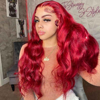 Queen Hair Inc Queenhairinc Red Lace Front Wig Human Hair Wig Straight Body Wave Deep Wave 13x4 Colored Wigs 180 Density
