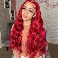 Queen Hair Inc Queenhairinc Red Lace Front Wig Human Hair Wig Straight Body Wave Deep Wave 13x4 Colored Wigs 180 Density