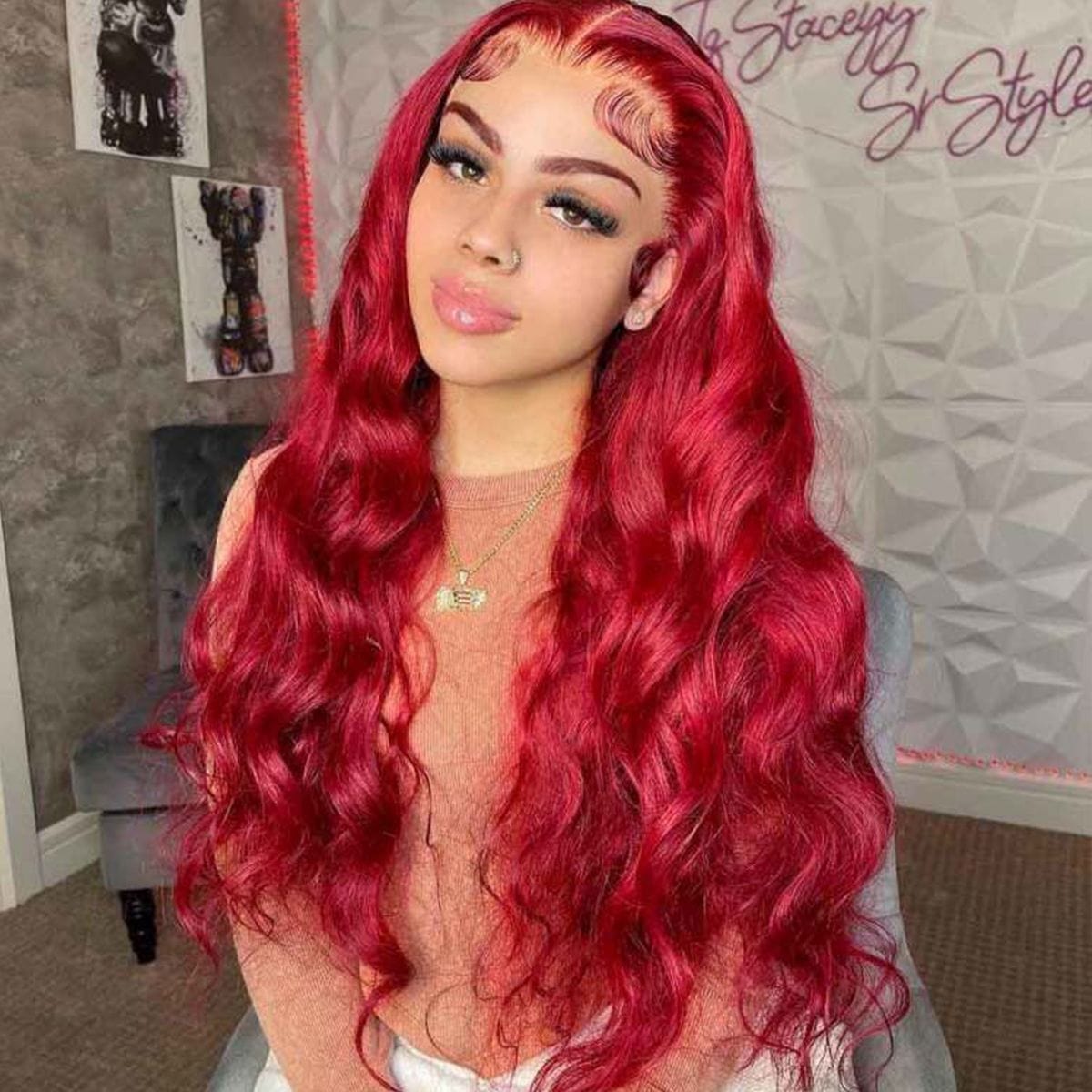 Queen Hair Inc Queenhairinc Red Lace Front Wig Human Hair Wig Straight Body Wave Deep Wave 13x4 Colored Wigs 180 Density