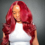 Queen Hair Inc Queenhairinc Red Lace Front Wig Human Hair Wig Straight Body Wave Deep Wave 13x4 Colored Wigs 180 Density