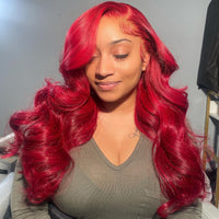 Queen Hair Inc Queenhairinc Red Lace Front Wig Human Hair Wig Straight Body Wave Deep Wave 13x4 Colored Wigs 180 Density