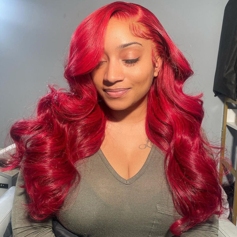 Queen Hair Inc Queenhairinc Red Lace Front Wig Human Hair Wig Straight Body Wave Deep Wave 13x4 Colored Wigs 180 Density