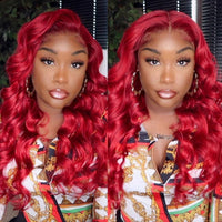 Queen Hair Inc Queenhairinc Red Lace Front Wig Human Hair Wig Straight Body Wave Deep Wave 13x4 Colored Wigs 180 Density