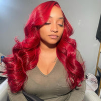 Queen Hair Inc Queenhairinc Red Lace Front Wig Human Hair Wig Straight Body Wave Deep Wave 13x4 Colored Wigs 180 Density