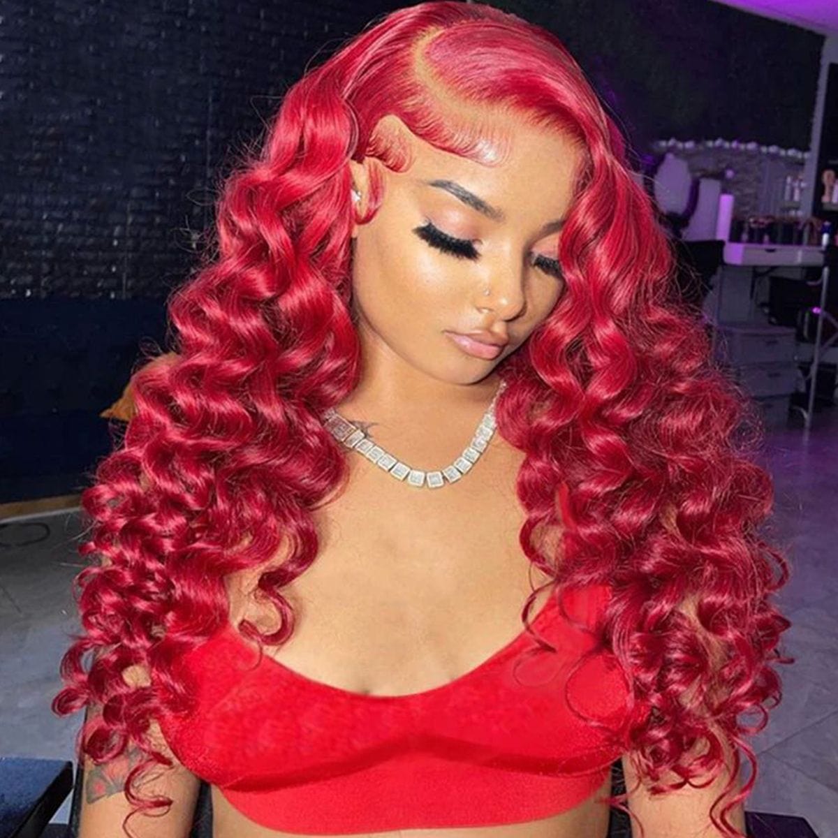 Queen Hair Inc Queenhairinc Red Lace Front Wig Human Hair Wig Straight Body Wave Deep Wave 13x4 Colored Wigs 180 Density