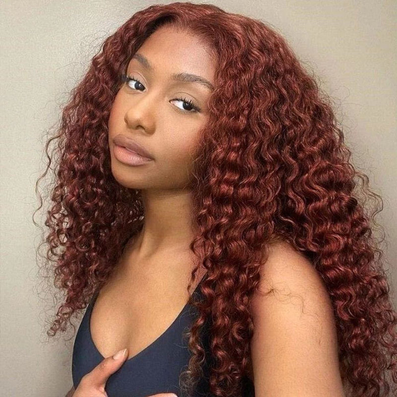 Queen Hair Inc Queenhairinc Reddish Brown #33 All Texture 13×4 HD Lace Front Wig 180% Human Hair Wig