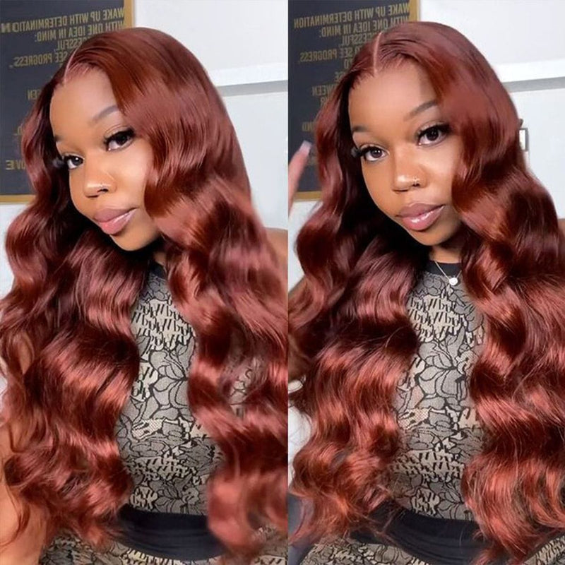 Queen Hair Inc Queenhairinc Reddish Brown #33 Body Wave 13×4 Lace Front Wig 180% Human Hair Wig